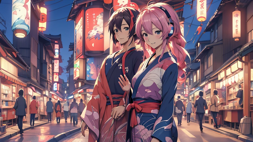 Woman wearing headphones, Anime Style 4 k, anime wallpaper 4k, anime wallpaper 4k, 4k anime wallpaper, anime art wallpaper 4k, anime art wallpaper 4k, Anime Style. 8K, Anime atmosphere, , Ultra HD Anime Wallpaper, Anime Art Wallpaper 8K, Anime Background,landscape、Festivals、Modern Japan、stall、Asakusa、One woman