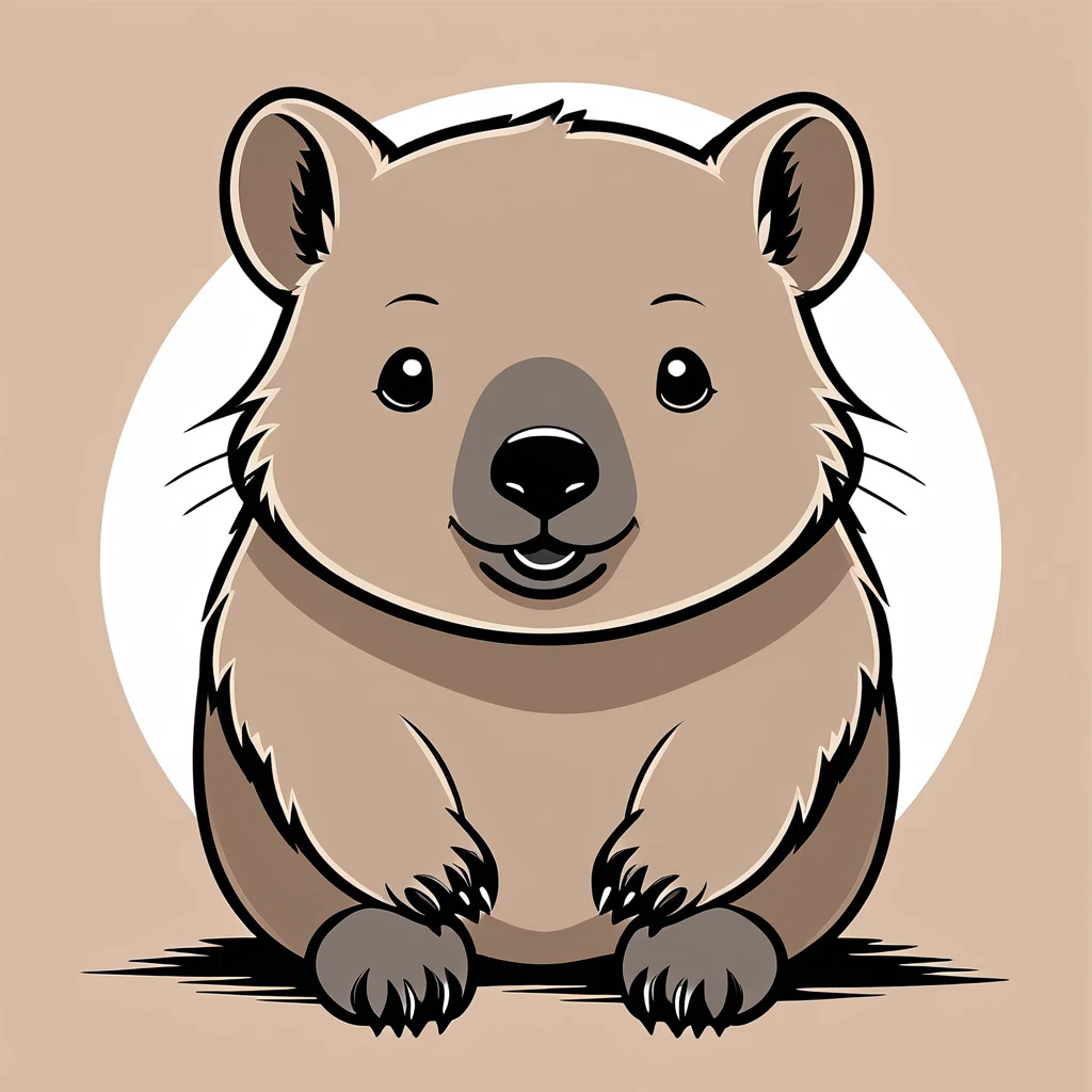 cute wombat, illustration, vector graphics, strong contours
