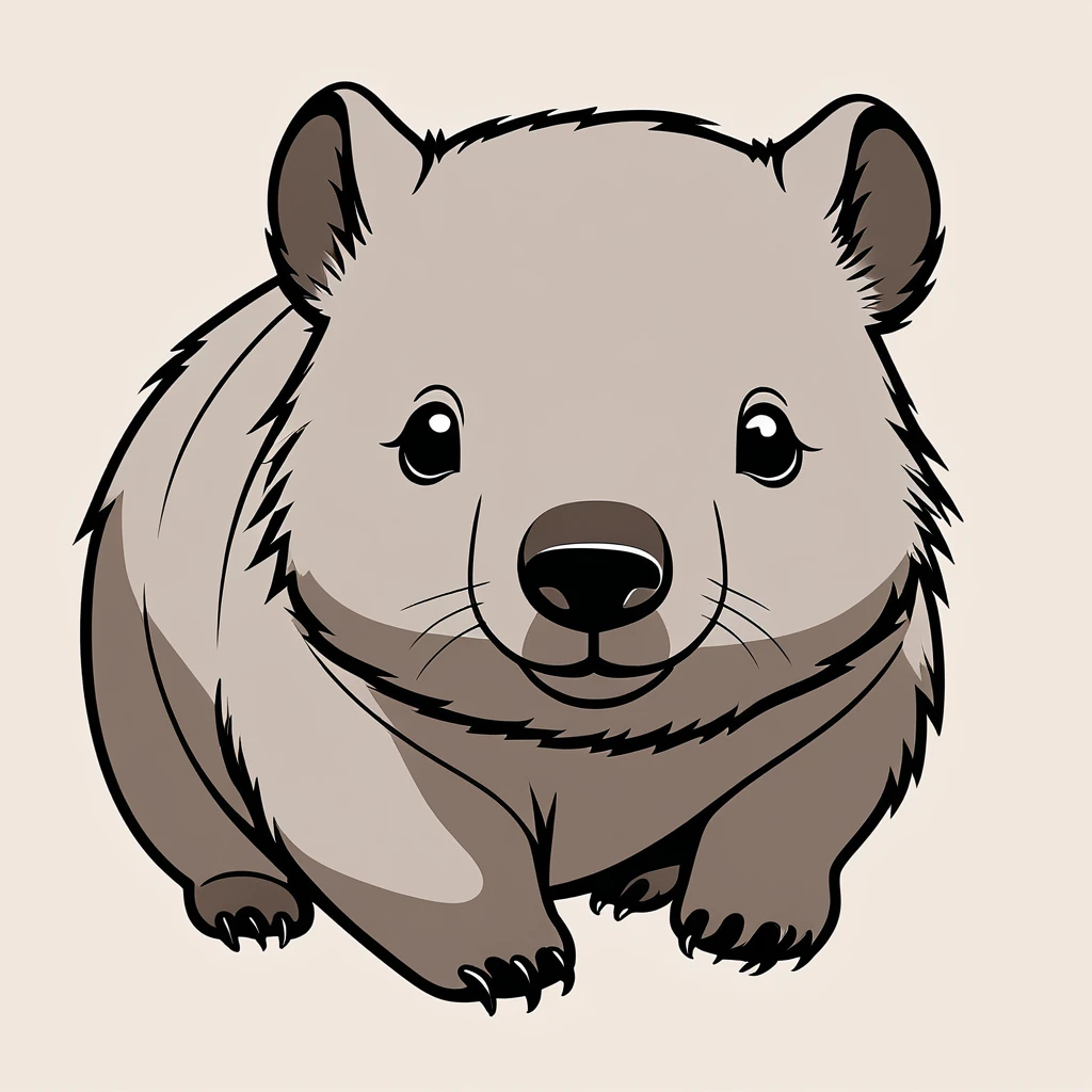 cute wombat, illustration, vector graphics, strong contours