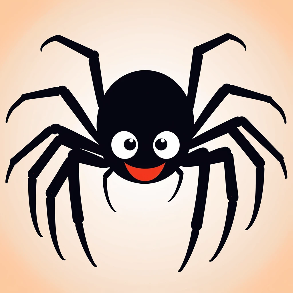 cute spider, illustration, vector graphics, strong contours