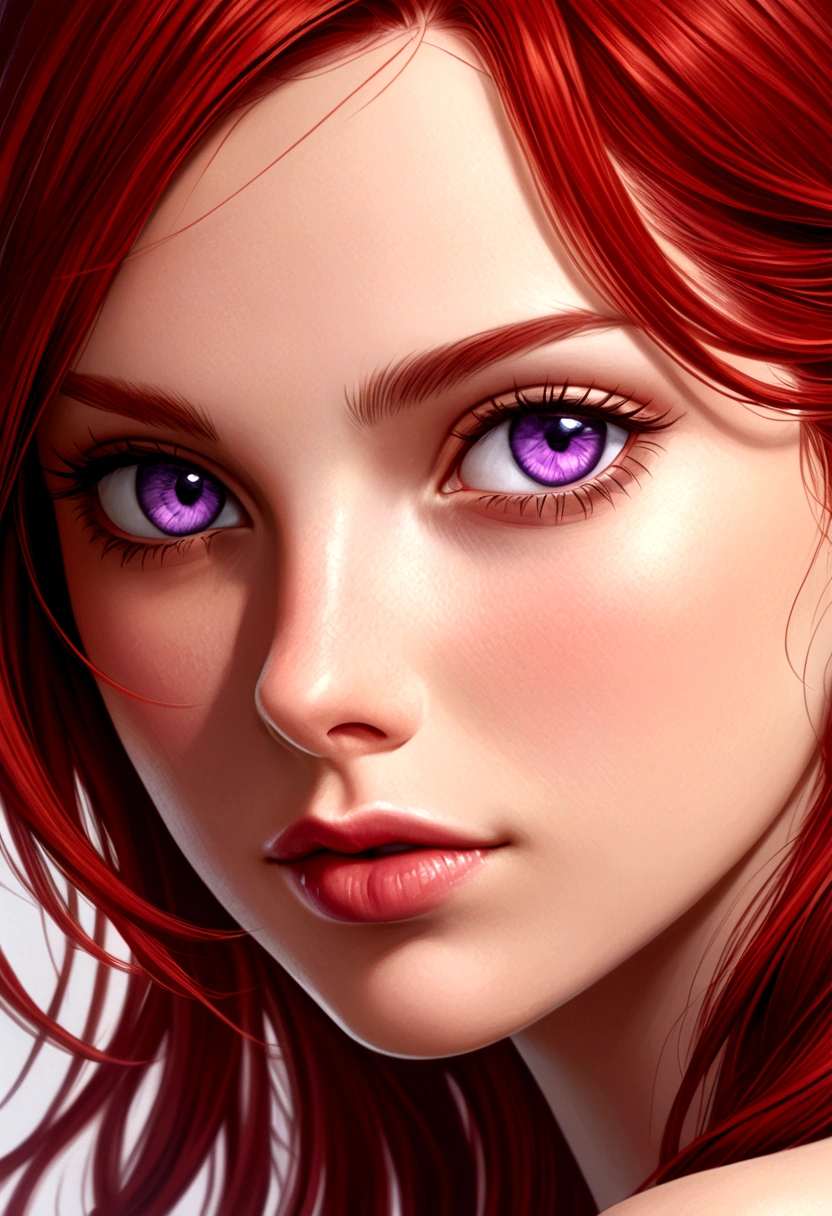 Kurt Roesch, shutterstock, digitl art, sexy girl with violet eyes, soft portrait photographed 8k, with red hair and violet eyes, beautiful realistic face, beautiful realistic face, detailed beauty portrait, beautiful photorealistic face, realistic digital painting, beautiful redhead woman, red hair and attractive features