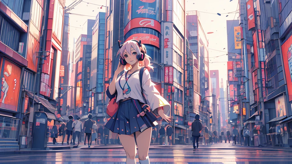 Woman wearing headphones, Anime Style 4 k, anime wallpaper 4k, anime wallpaper 4k, 4k anime wallpaper, anime art wallpaper 4k, anime art wallpaper 4k, Anime Style. 8K, Anime atmosphere, , Ultra HD Anime Wallpaper, Anime Art Wallpaper 8K, Anime Background,landscape、TOKYO、CITY、Tokyo