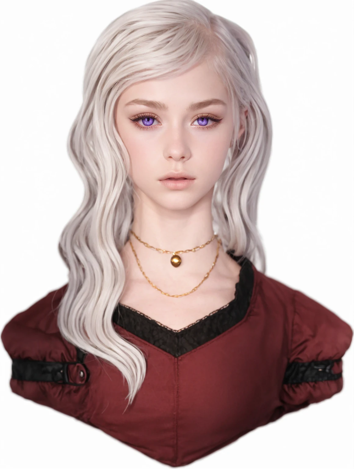 Girl, silver-gold hair, purple eyes, European