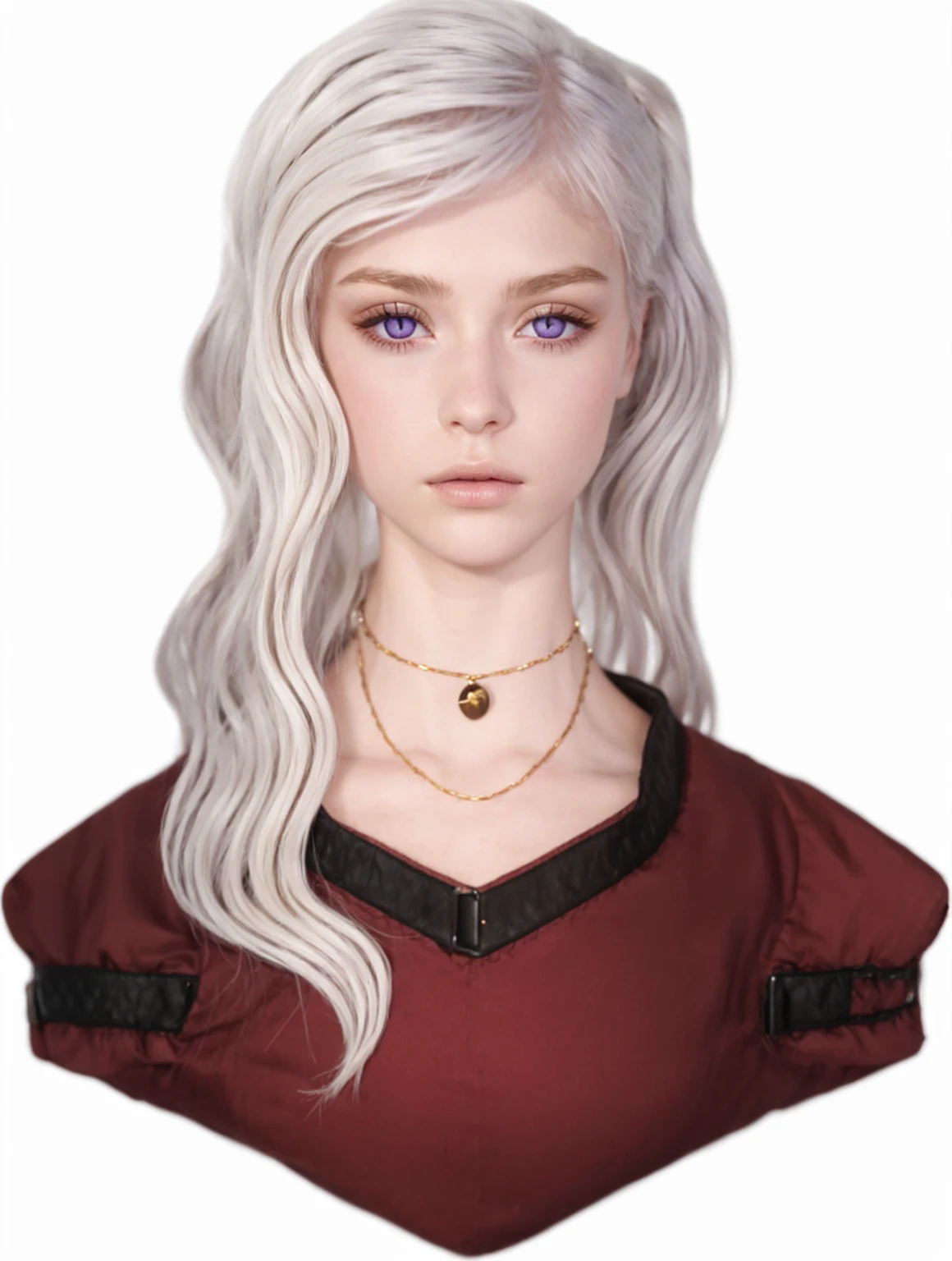 Girl, silver-gold hair, purple eyes, European