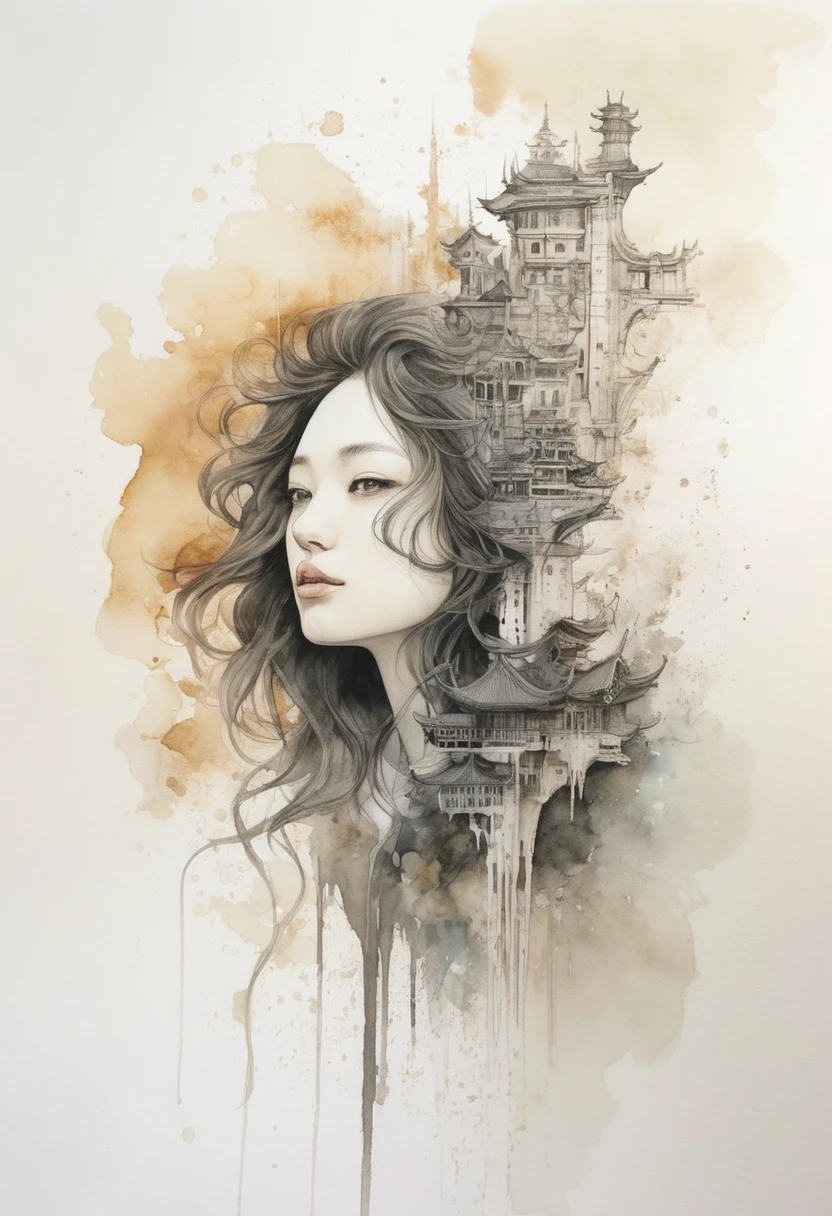 artwork:Katsuya Terada 、iceの女王、ice、Haruka Fukuhara、 (Vector art:1.4), Minimalism、monotone、(Esbian all over:1.4)、Watercolor、Beautiful face girl、White background、Drawn in black pencil、diego gisbert lawrence、Joe San Gonzalez Dan Mumford、Picture book illustrations、vague、superwide shot、Highest quality、Intensive、Golden ratio composition、Watercolor、