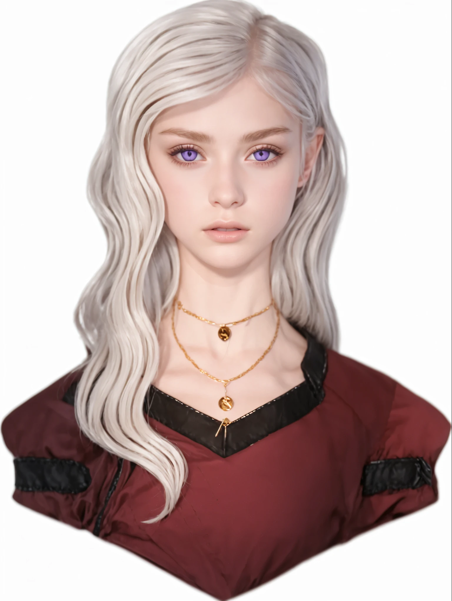 Girl, silver-gold hair, purple eyes, European
