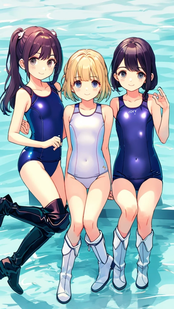 Three prety girls
Swim wear, knee hagh boots
