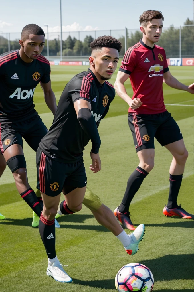 3 Manchester United players training