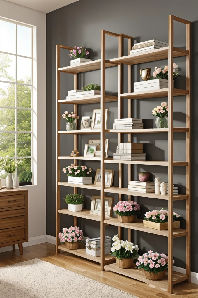 I want you to make me a shelf where I can put flowers that has 3 floors