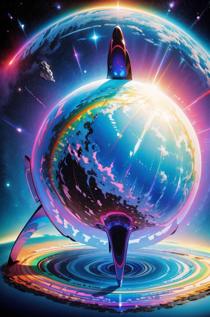 (Highest quality), (8K), (Highest quality), (live-action), (Realistic photos), summer、summerを感じる物、summerを感じる風景, blue sky, Rainbow and sunshine shining.16K, Ultra-high resolution, Shining in rainbow colors、to be born,wonderful ,future、Iridescent、The world 30 years from now。