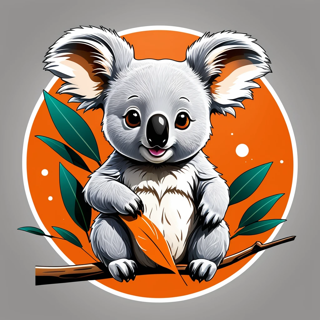 Logo Design, Cartoon Koala, High resolution, High detail, Manga style, Color is orange