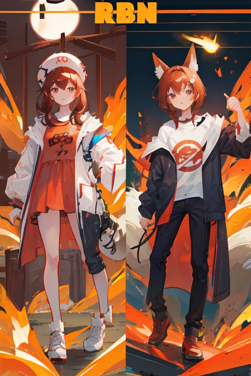 vtuber model base sheet, com fox eyes, with reddish brown medium hair with yk2 clothes