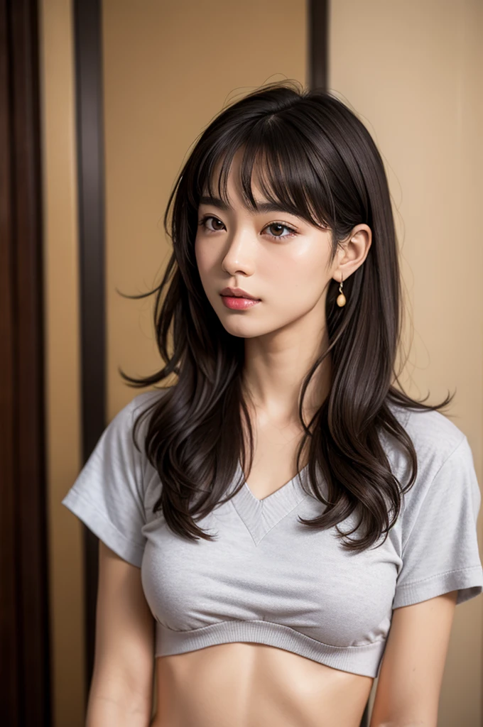((masterpiece)),((Highest quality)),8K,Detailed,Super detailed,photograph,Awards,documentary,オリジナルphotograph,Reality,(Simple Background:1.35),
One girl,alone,Asian slim girl,Skinny girl,alone,Beautiful Face,Real skin texture,Well-proportioned hands,Medium Full Shot,((((Random color underwear, )))),(Different facial features:1.45),Earrings,Random color nail polish,compensate,eyeliner,eyelash,(Random color lips),Coffee Brown Hair,Parted bangs,Bow-shaped hair,Slicked back hair,
([energy saving lighting|Fog lights|Global Illumination|Show lighting]),(In the Studio,[Golden Ratio|Portraiture|Cinematic shots]),[avert your eyes|Princess Carrie|Holding flowers|Arm blade|spinning|Tie your hair up],Happy,Part your lips,