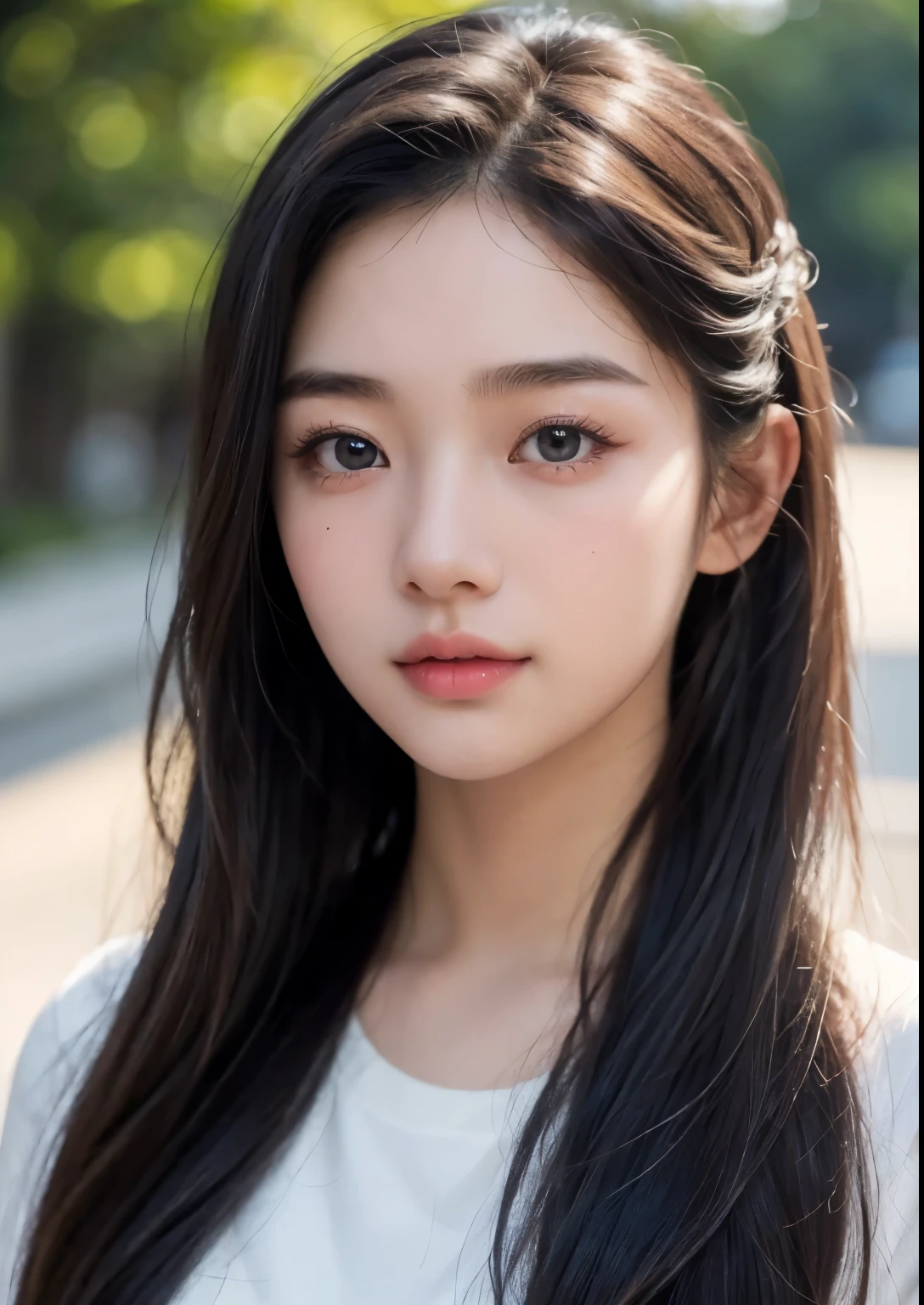 a pretty sweet 16 year old Korean girl going to school,, long hair,beautiful detailed eyes,beautiful detailed lips,Highly detailed eyes and face,long eyelashes,soft lighting,natural skin,detailed hair, 1 woman,high quality,8K,realistic,photorealistic,vivid colors,masterpiece,elegant,cute,sweet,Beloved,attractive,beautiful,Beloved