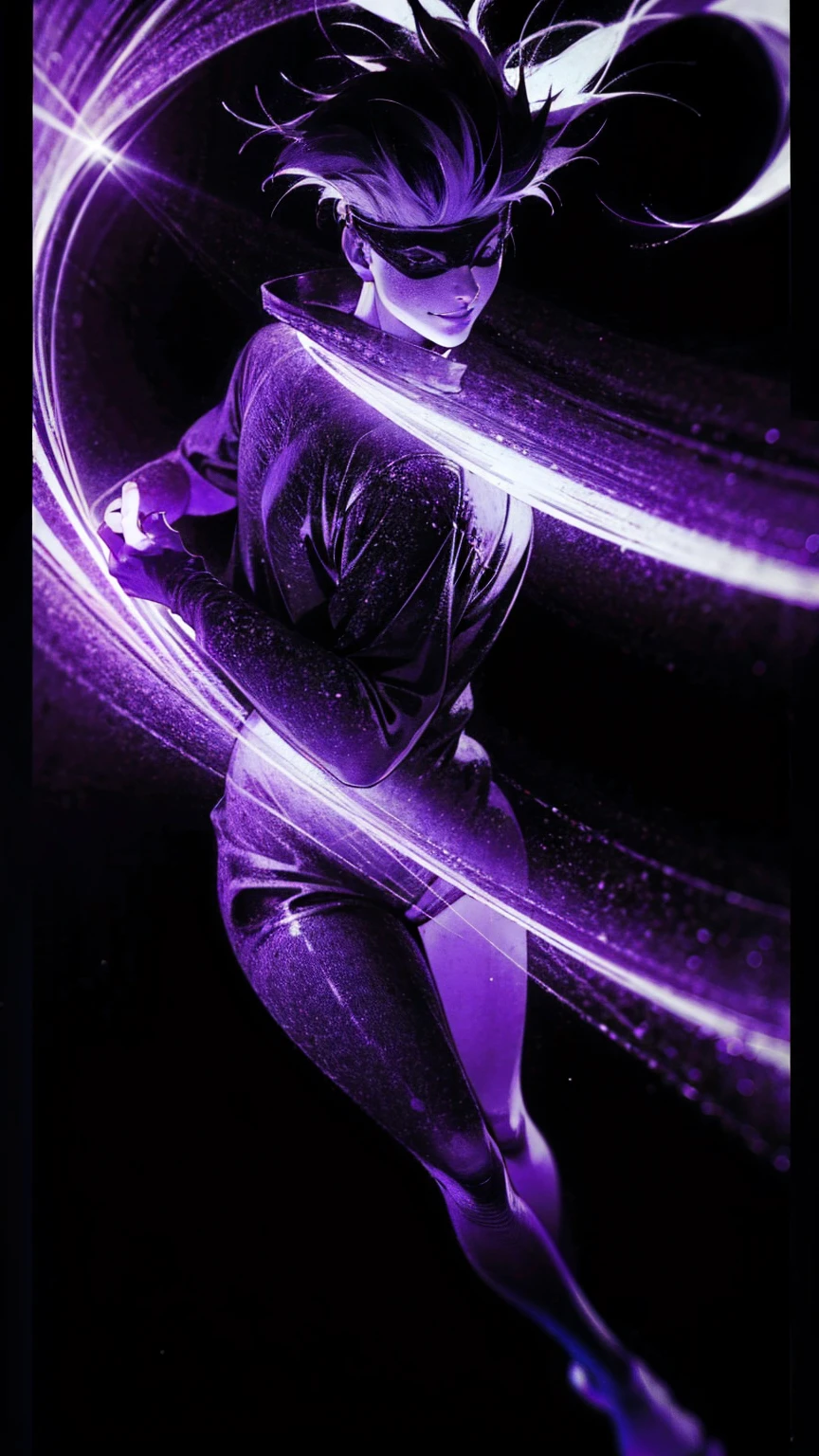 1boy, full body shot, perfect hand and fingers, satoru gojo, blindfold, black outfit, white hair, look at sky, smirk, red and blue moon city night background, wallpaper, cinematic,High resolution 8K, Bright light illumination, lens flare, sharpness, masterpiece, top-quality, The ultra -The high-definition, high resolution, extremely details CG, Anime style, Film Portrait Photography,masterpiece,hyperdetail,light attack, blue and red gives purple, infinity, throw light, energy attack,