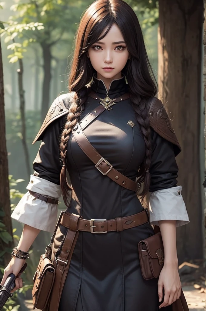 Woman character with rpg game style clothes