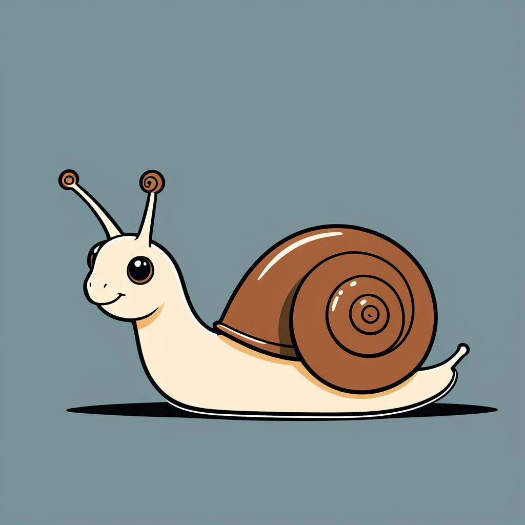 cute snail, illustration, vector graphics, strong contours