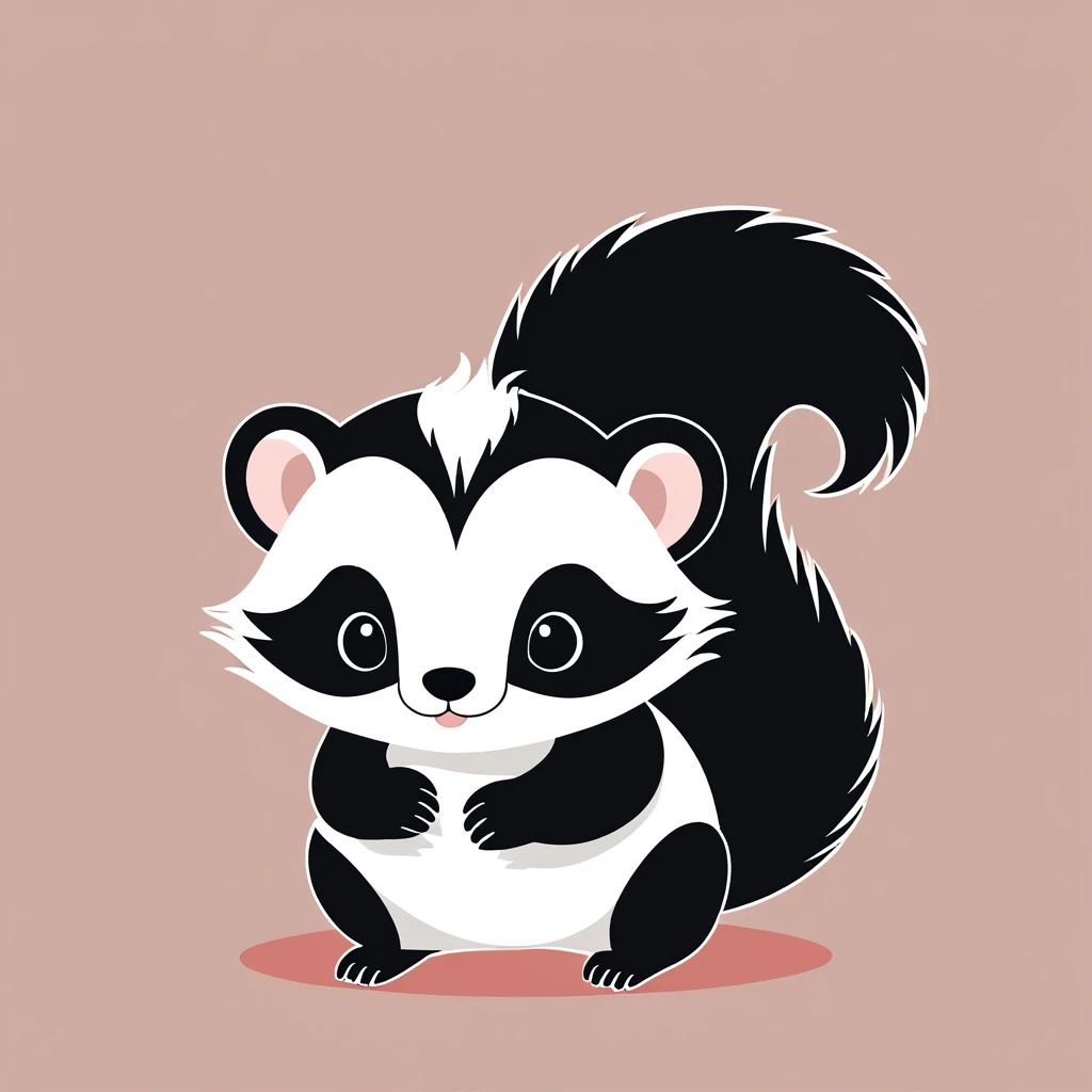 cute skunk, illustration, vector graphics, strong contours