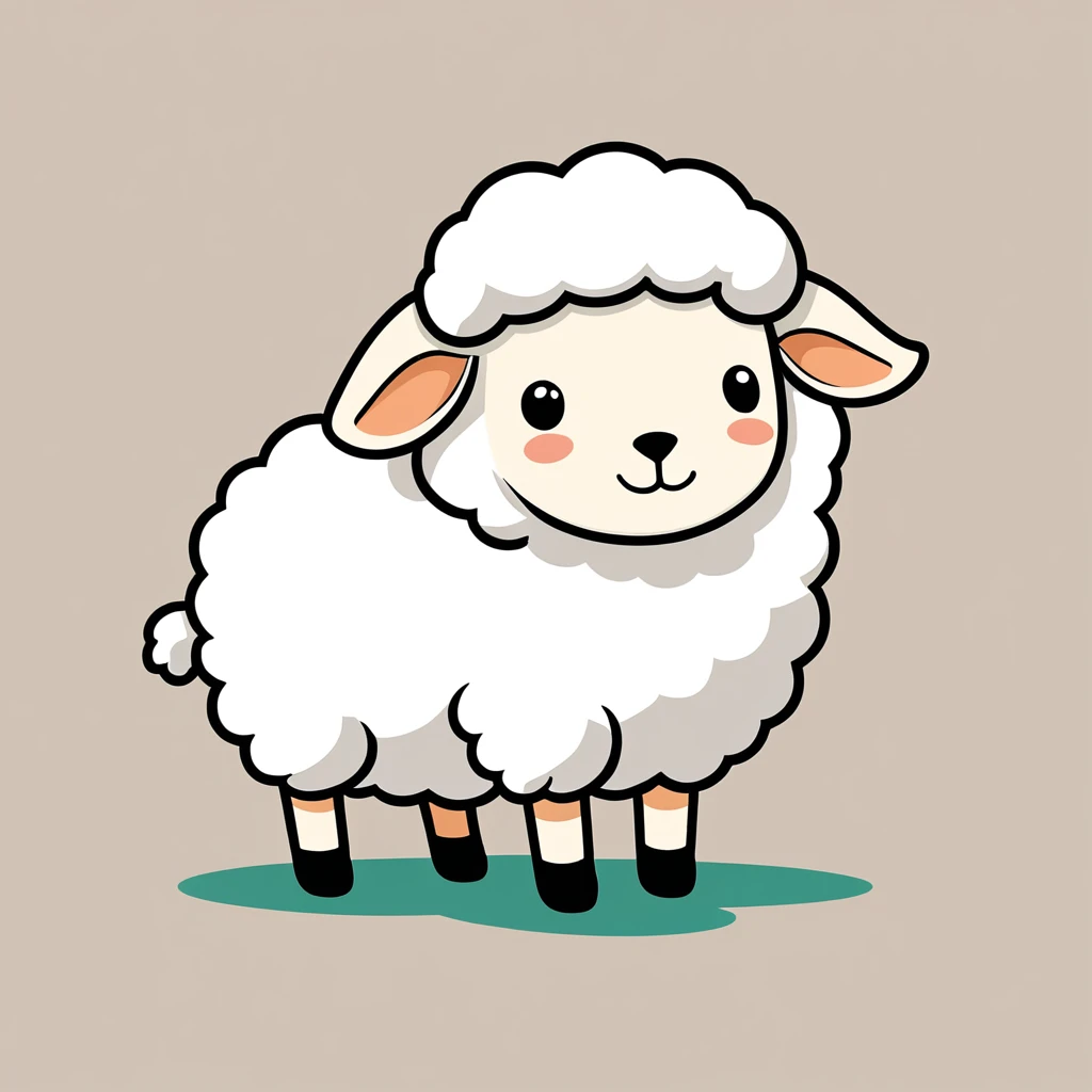 cute sheep, illustration, vector graphics, strong contours