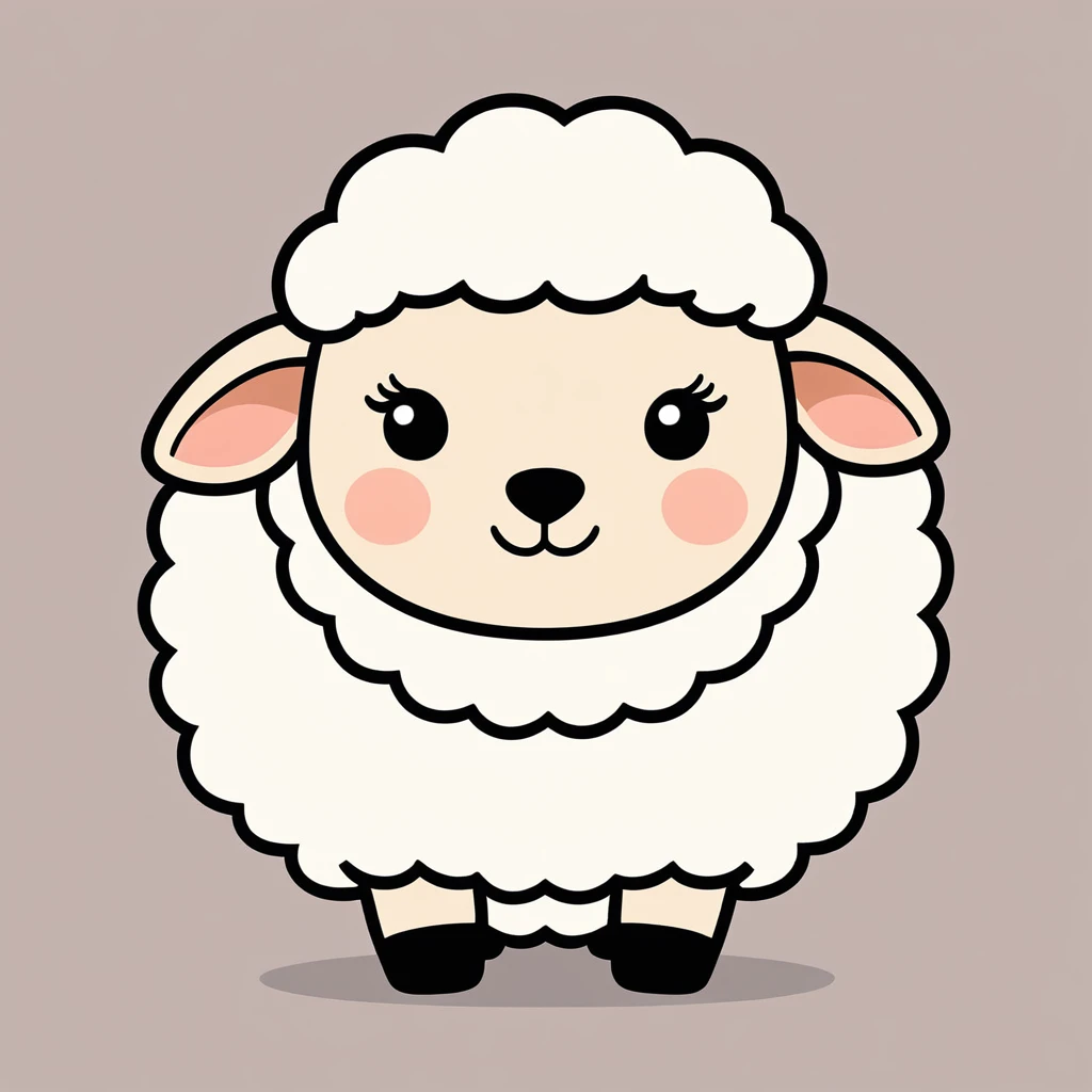 cute sheep, illustration, vector graphics, strong contours