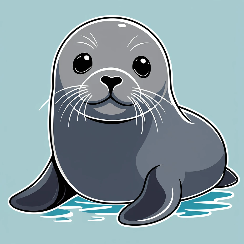 cute seal, illustration, vector graphics, strong contours