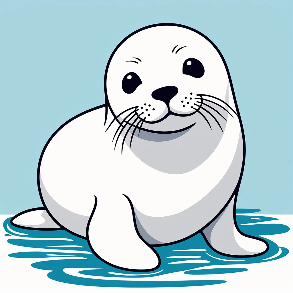cute seal, illustration, vector graphics, strong contours