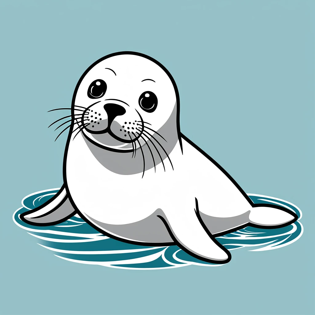 cute seal, illustration, vector graphics, strong contours