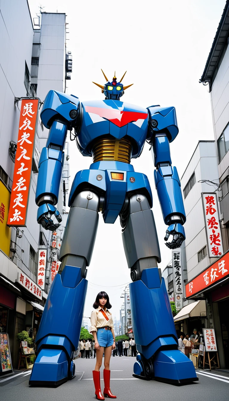 Brave Raideen、Model standing、monochromatic、1970s、Tokyo、Giant Robot