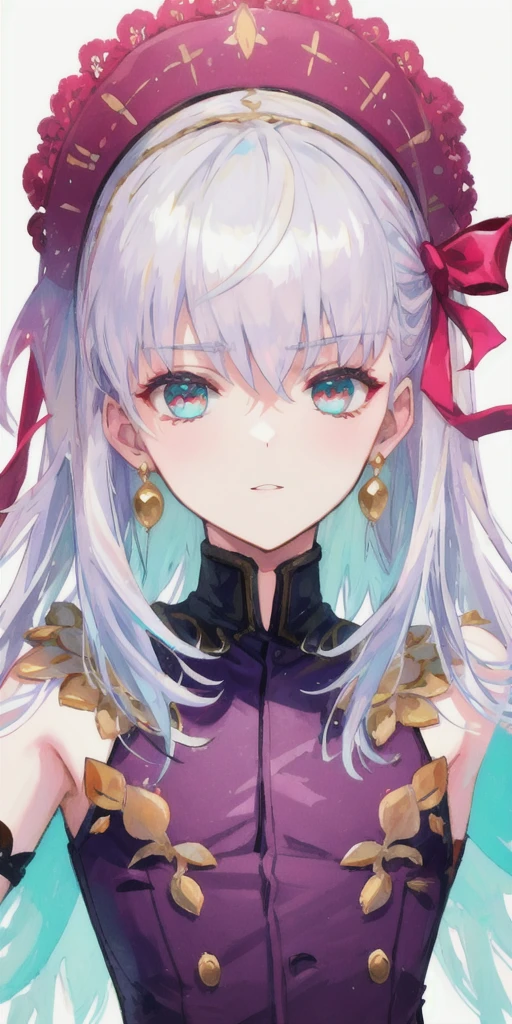 fgo style,like，juvenile，noble，masterpiece, Top quality, 1 Girl, protrait photo，1 boy, Face Focus, aldult,nobleSilk texture的衣服，Lace collar，Turquoise，White，，noble，ID photo，Half-length painting，bilateral symmetry，Silk texture，Silky，Exquisite