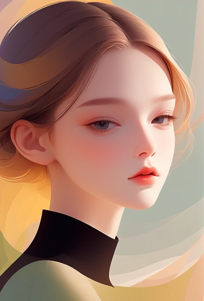 Vector，flat style，illustration，digital art illustration，1 girl，unique，beautiful face，portrait，Shoulder，beautiful hands，It was，artistic conception，abstract