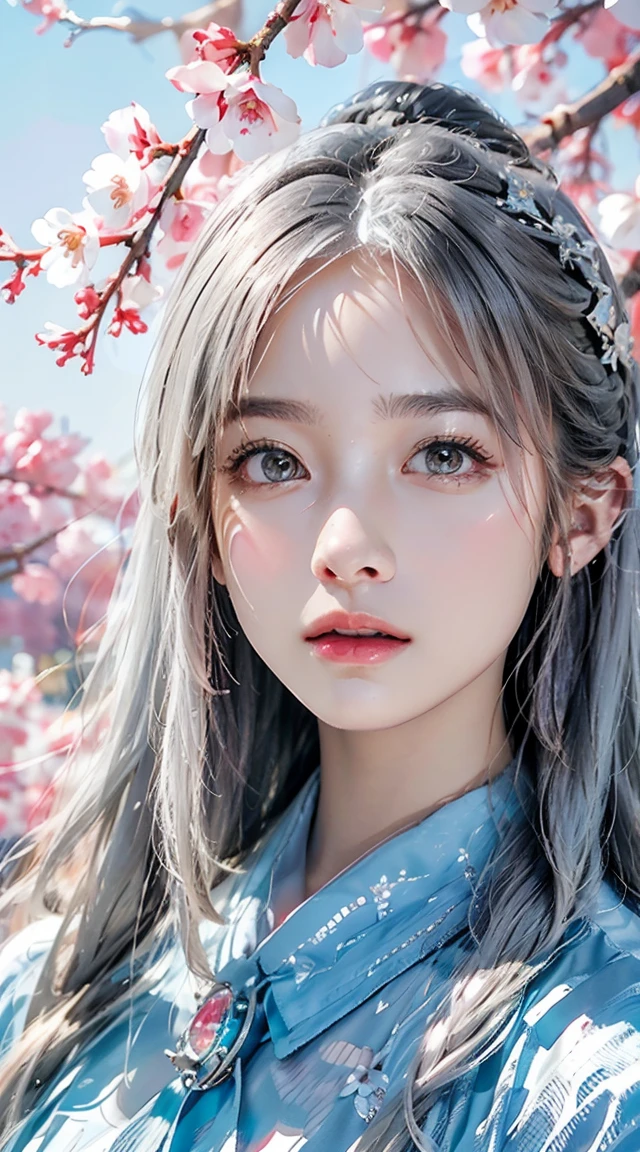 asian beauties in the rain, in the style of li shuxing, light silver and light pink, 32k uhd, kawaii aesthetic, tj drysdale, close-up, traditional chinese 