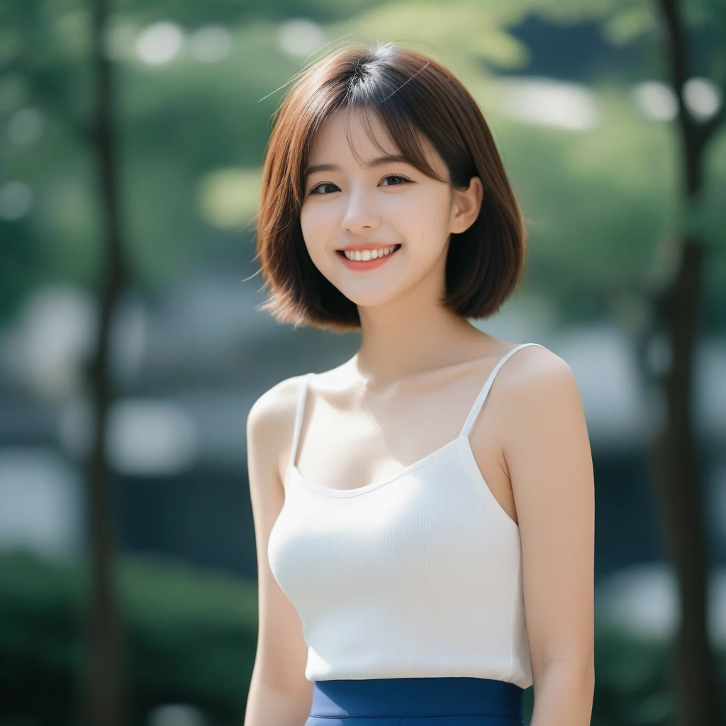 8K, Ultra-high resolution, Highest quality, masterpiece, 三分割法によるphotograph,Surreal, photograph, 1 Girl, (:1.3), pretty girl, Cute face, Beautiful eyes in every detail, 細かくdetailedに,Navy blue trousers、Her big ass is about to burst、 One Girl:1.2, Japan Female Announcer,whole body,Young Wife,Urban area,street tree,Mini Length Dresses,Very clean,A carefree smile,Heal the heart,Short Bob,Looking at the audience、beauty,Long neck、Laugh a little、Please close your mouth and laugh、(((Ideal body type))),A cup small breasts :2,、Portraiture:2、Perfect Anatomy、鮮明なdetailed、detailed、Surreal、Light and shadow,Strong light