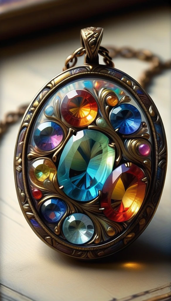 mad-vangoghian , macro photo, sparkling magical fantasy magical necklace, made out of transparent multicolored glass gemstones, light shines through
magical artifact, very detailed, amazing quality, intricate, cinematic light, highly detail, beautiful, surreal, dramatic, warm colors,