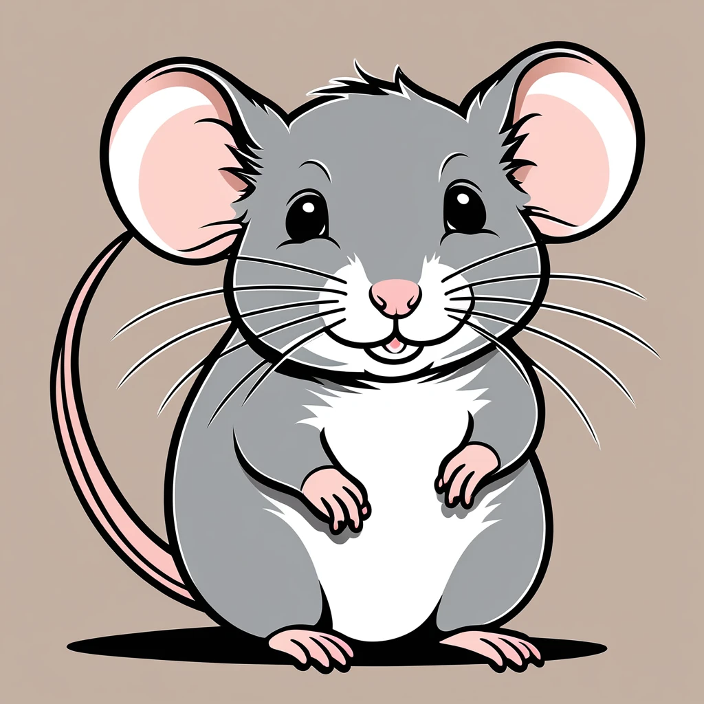 cute rat, illustration, vector graphics, strong contours