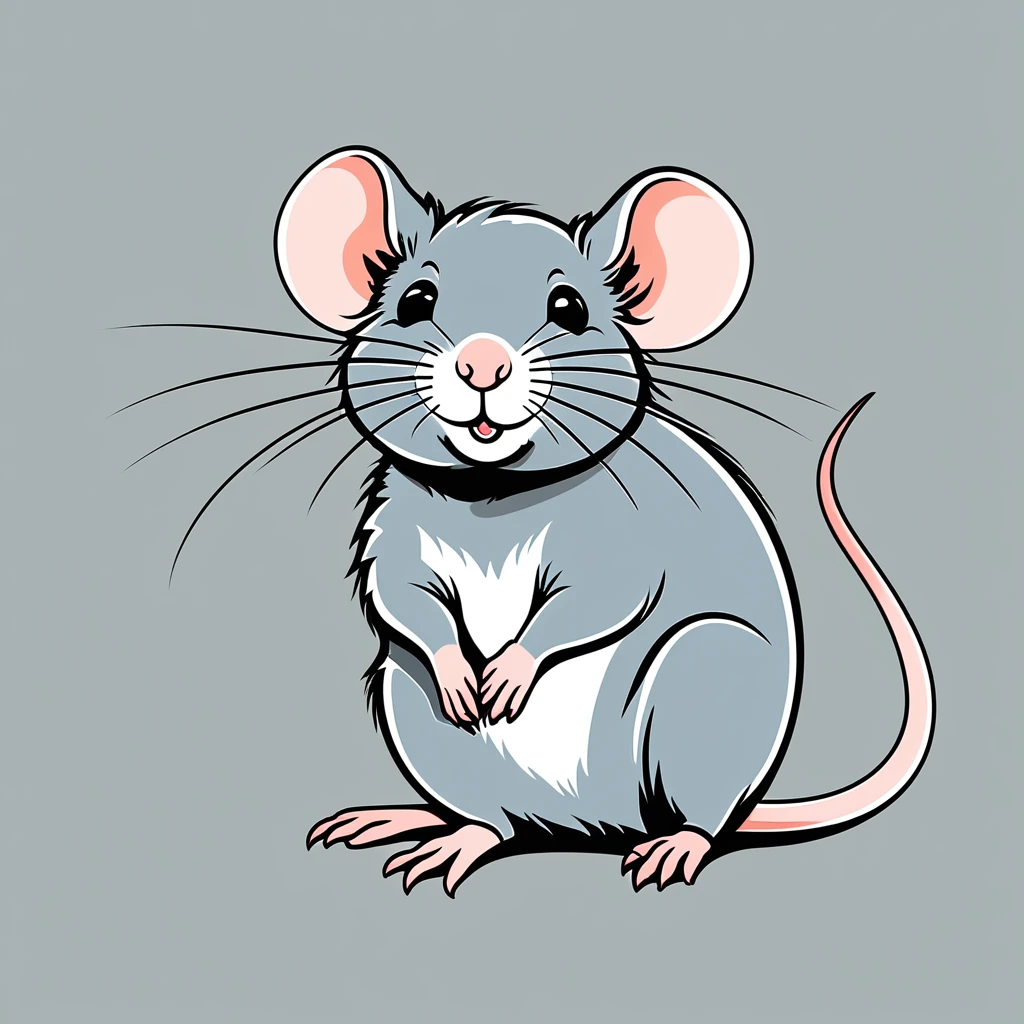cute rat, illustration, vector graphics, strong contours