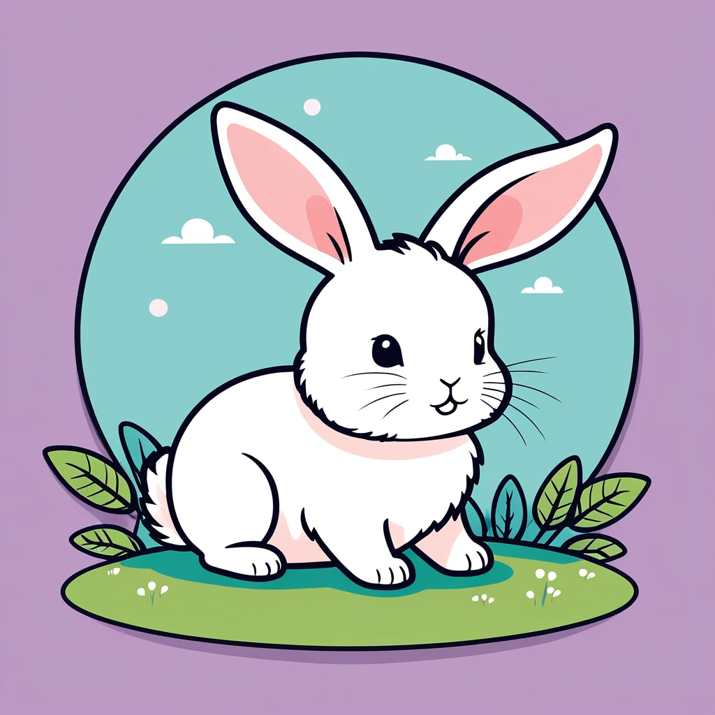 cute rabbit, illustration, vector graphics, strong contours