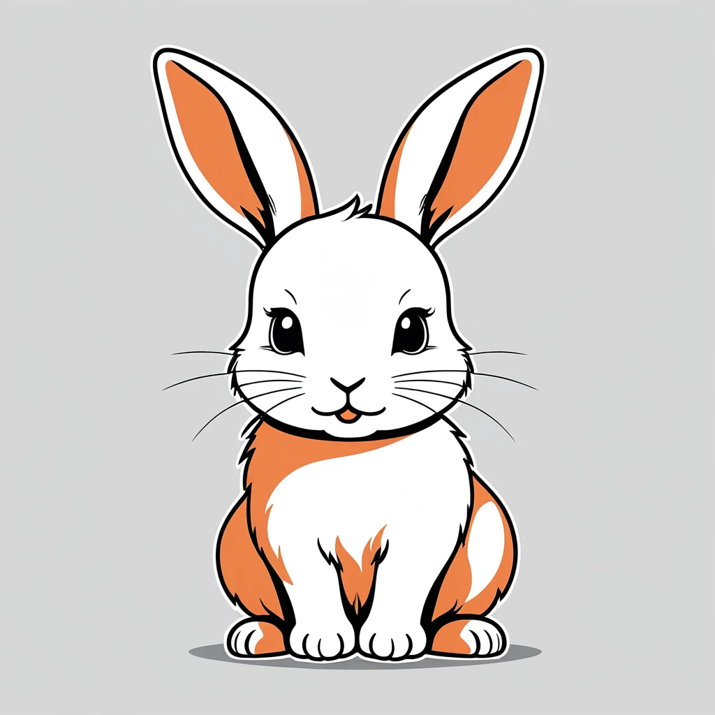 cute rabbit, illustration, vector graphics, strong contours