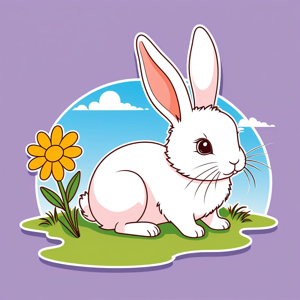 cute rabbit, illustration, vector graphics, strong contours