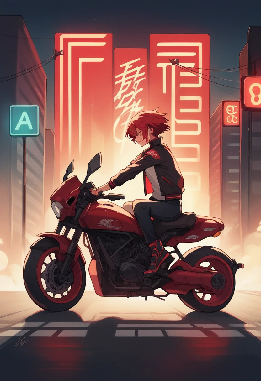 there are two people that are sitting on a motorcycle, black and red only!!!, sitting on cyberpunk motorbike, red on black, black and red, black and red only, motorcycle, red neon, red and black, black and red colors, riding a motorcycle, black and red color scheme, black on red, red and black colors, red and grey only, chrome red, anime,