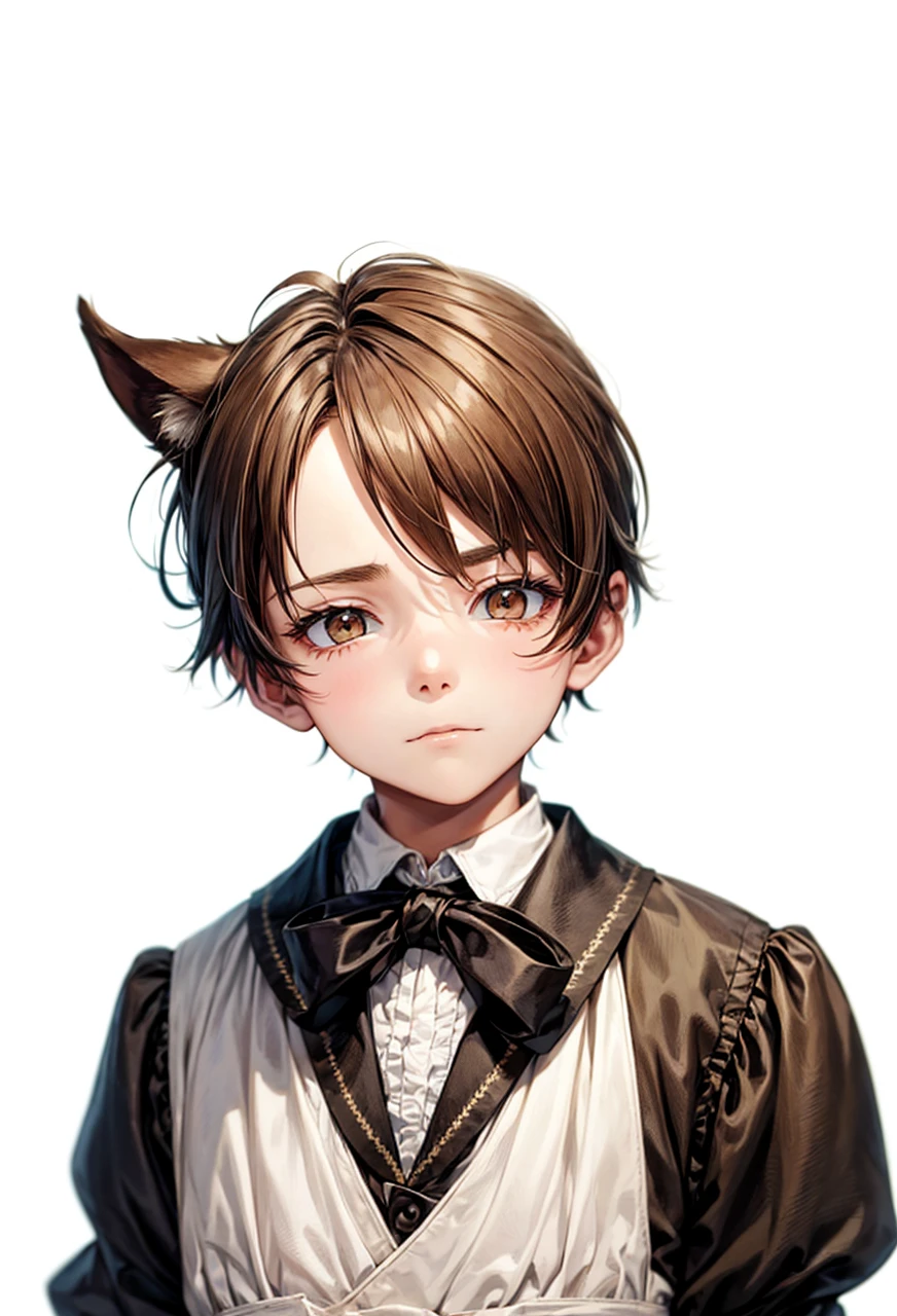 ,Youngh,Victorian Clothes,bandages over eyes,brownhair,tails, evil expression