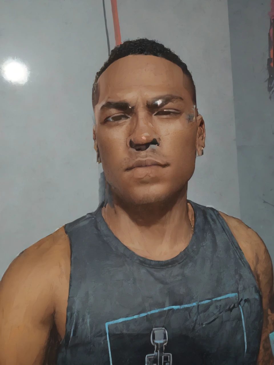 1 men ,Arte gta style ,(Young men:1.5), rapper outfit, illustration, digitl art, (gta style:1.5),GTA art style, GTA art bright colors, (cartoon style:1.2),(hyperdetail:1.15), glamorous style, best qualityer, Holistic, high détail, serious,against a large night metropolis, ((Neon lighting)), ((cyber punk)),smooth light,satirical,ass exaggerated,pop art style,swirly vibrant colors,iconic characters,full of action,((The background is a red orange city:1)),floor, Coqueirosbarco