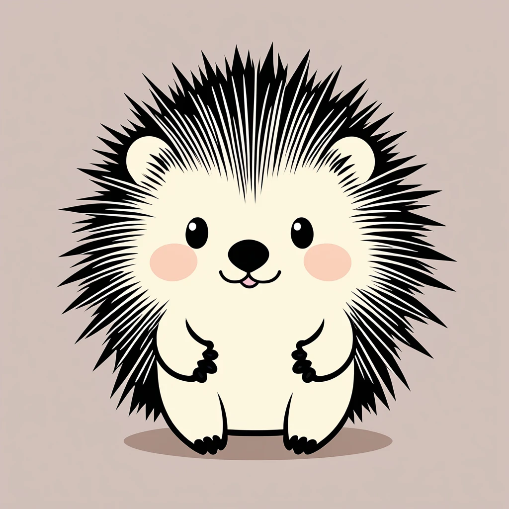 cute porcupine, illustration, vector graphics, strong contours