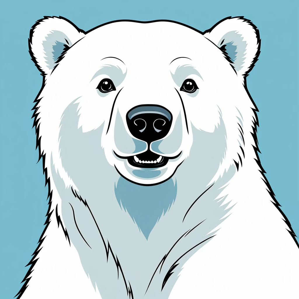 cute polar bear, illustration, vector graphics, strong contours