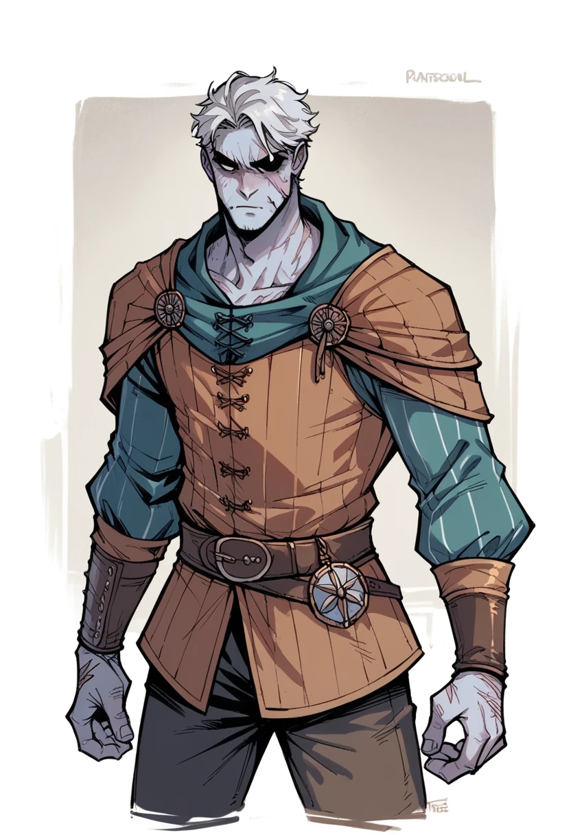 Zombie Male , Black eyes ,Just in pants  , Scars Whole body ,Medieval Clothing 