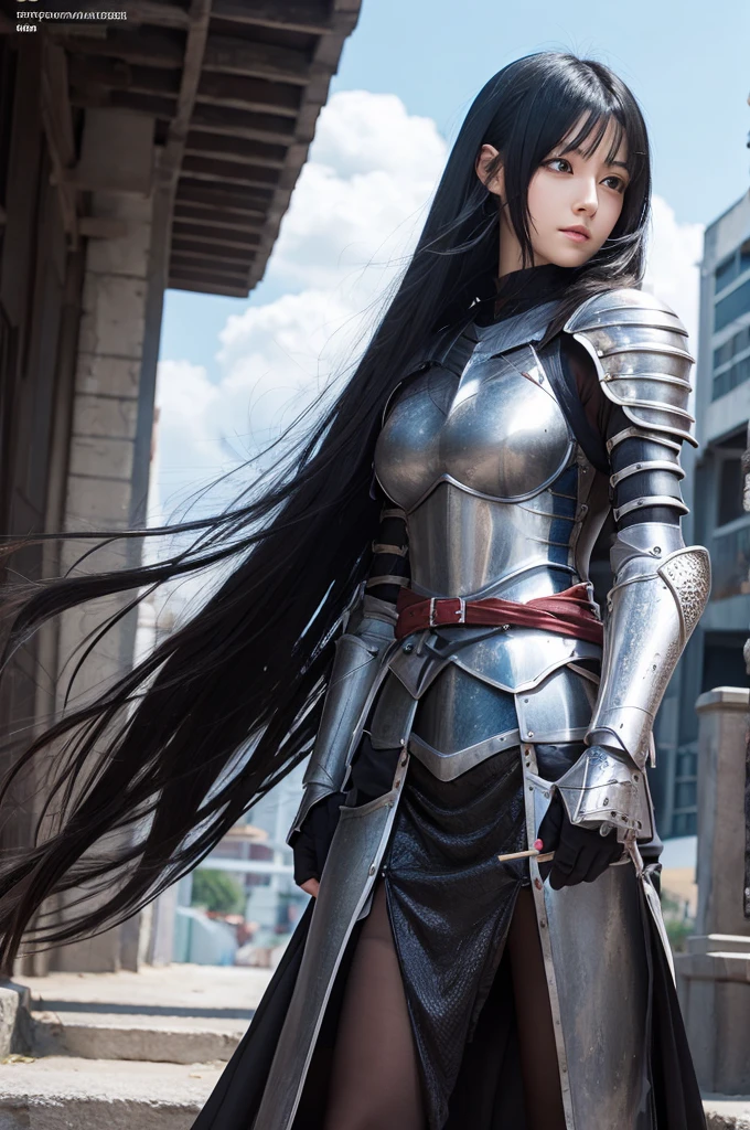 manga female knight Black Hair Straight Hair