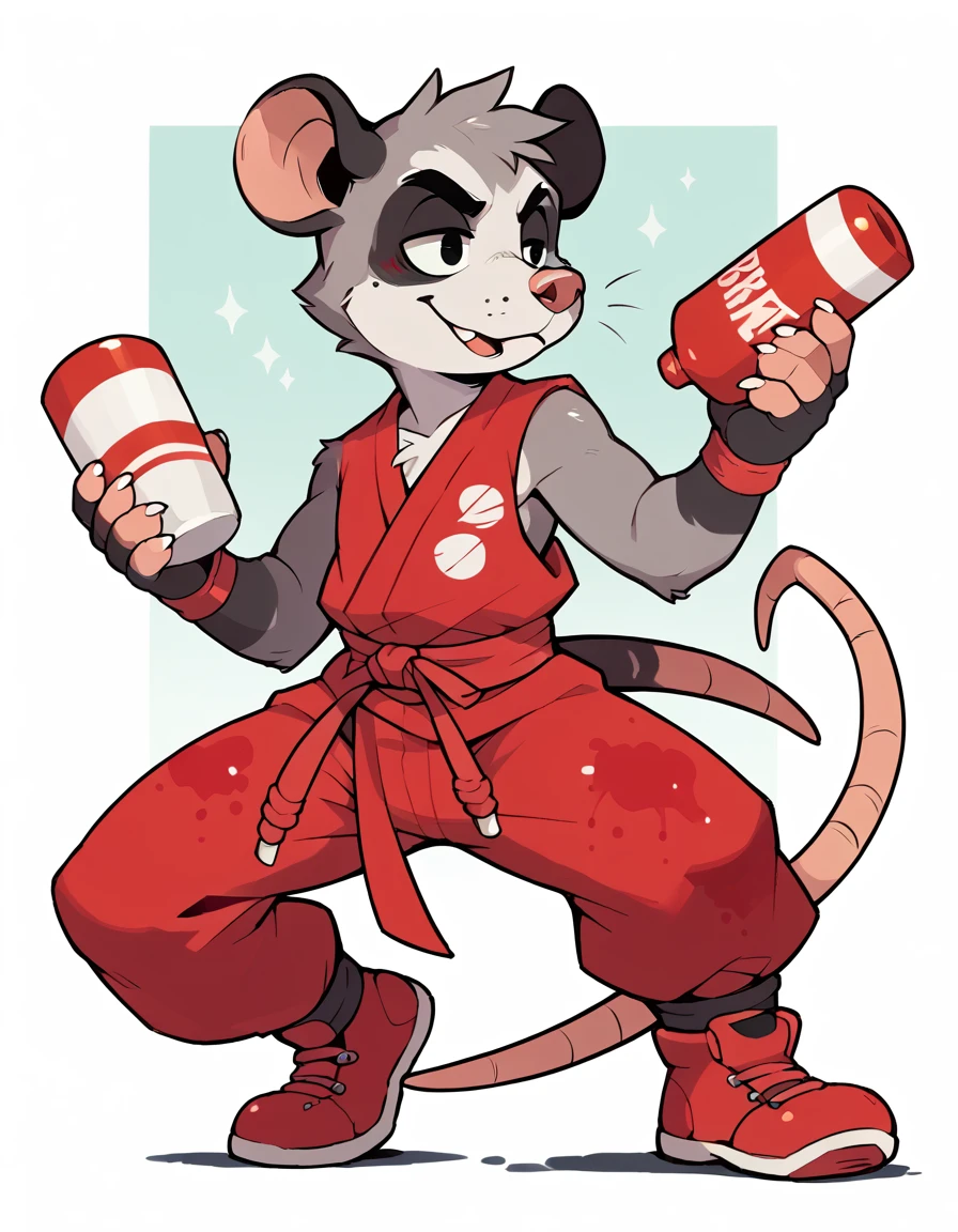 furry opossum Male , ninja Clothing ,red Shoes ,Spray paint 