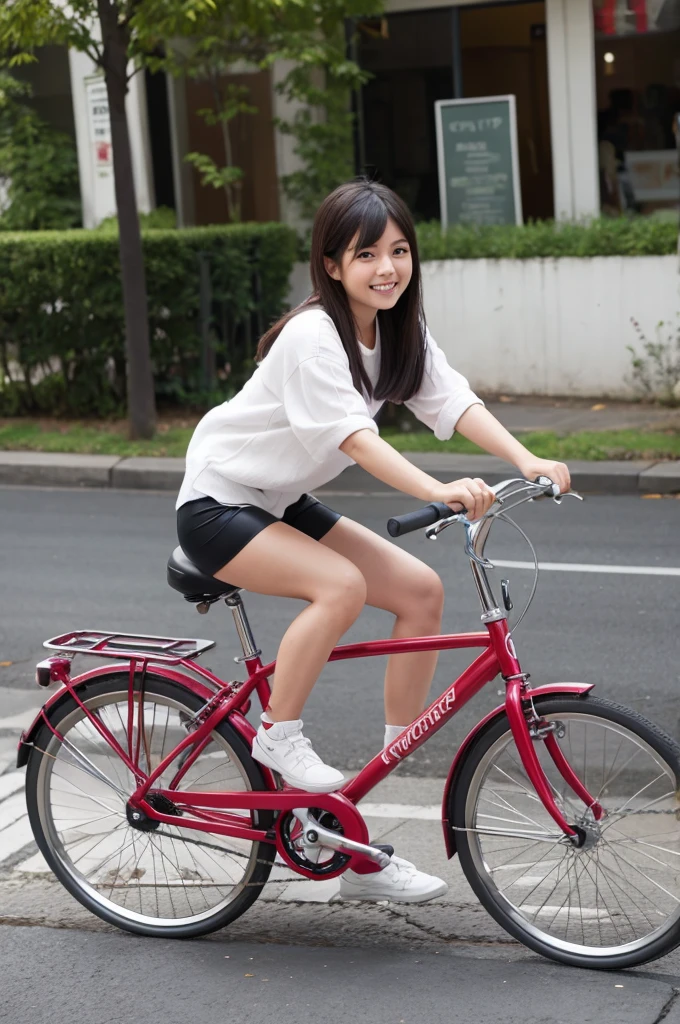 Asian girl riding a bike
