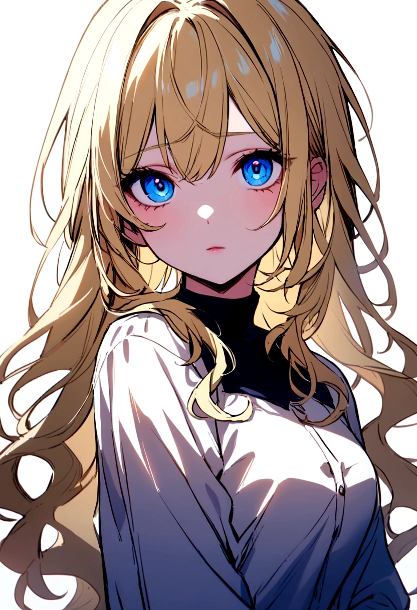 Blonde woman with blue eyes