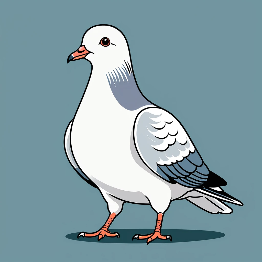 cute pigeon, illustration, vector graphics, strong contours