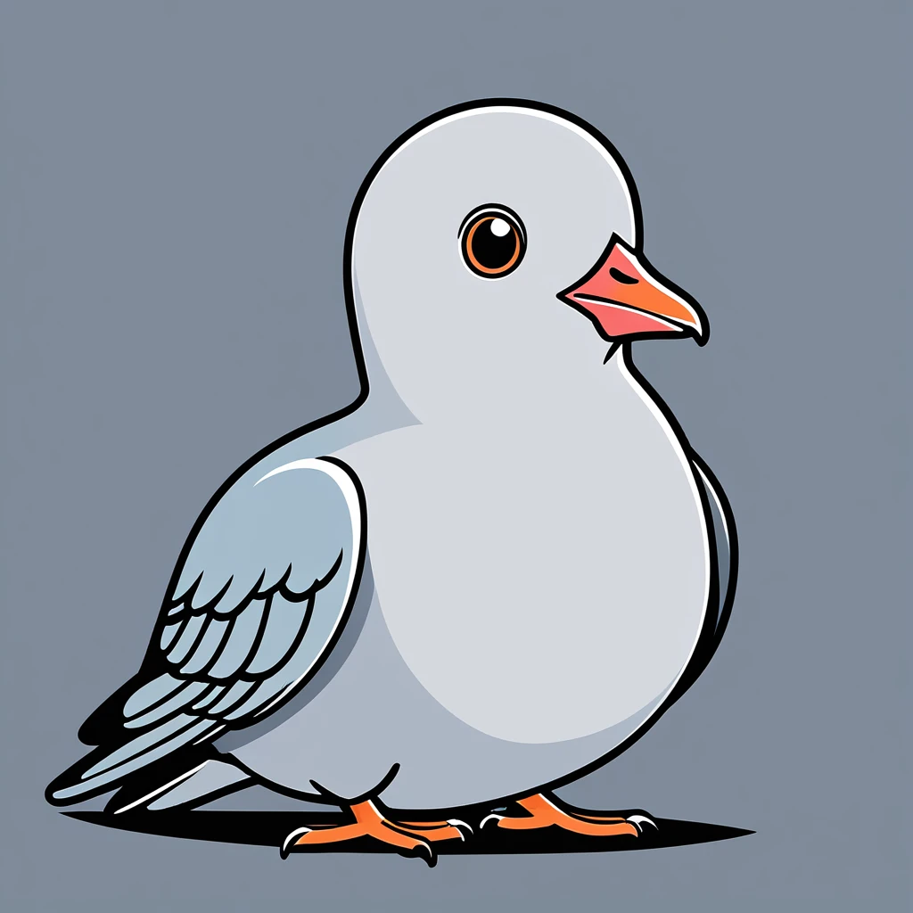 cute pigeon, illustration, vector graphics, strong contours